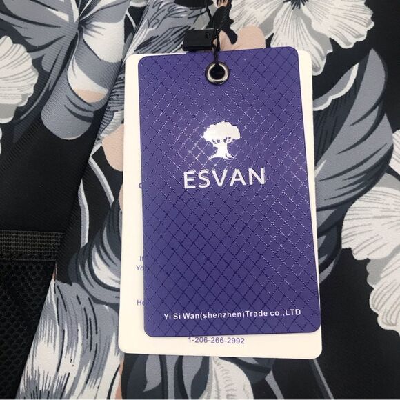 Esvan NEW Black Tropical Print Duffle Tote Beach Gym Bag - Picture 15 of 16